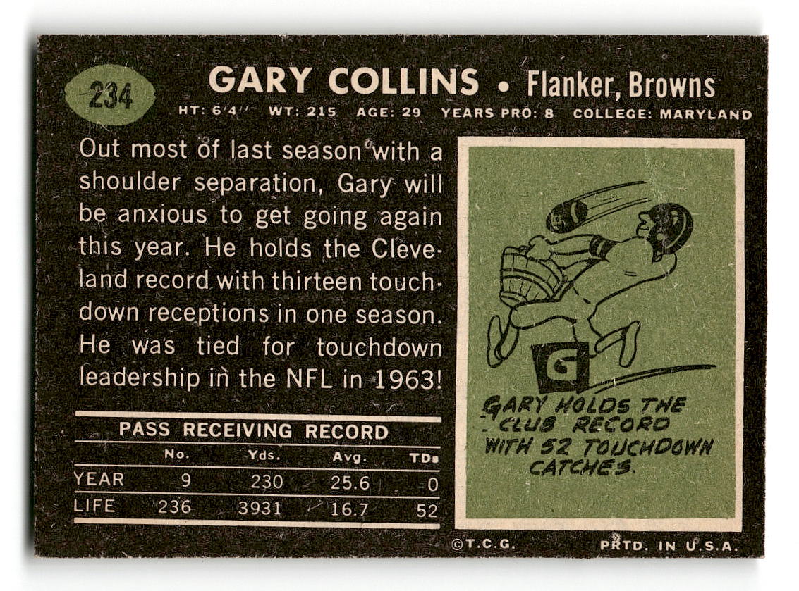1969 Topps #234 Gary Collins Cleveland Browns VG