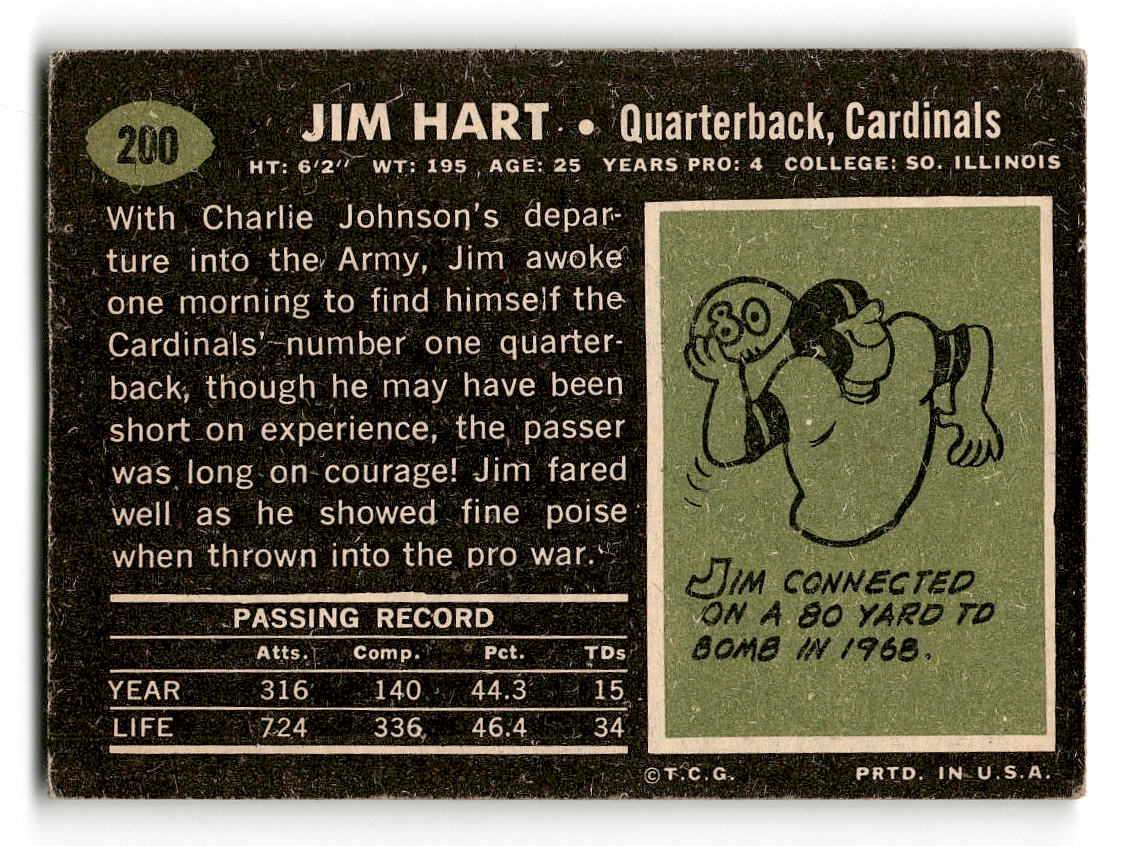 1969 Topps #200 Jim Hart St. Louis Cardinals VG