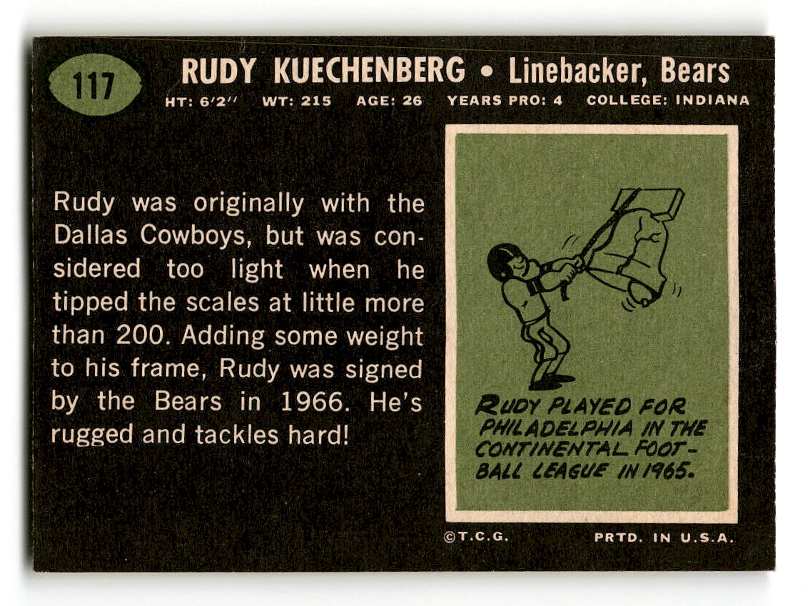1969 Topps #117 Rudy Kuechenberg RC Chicago Bears EX