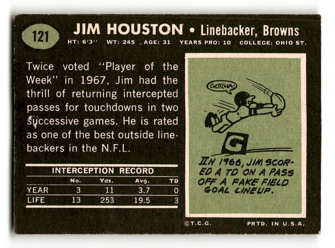 1969 Topps #121 Jim Houston Cleveland Browns EX