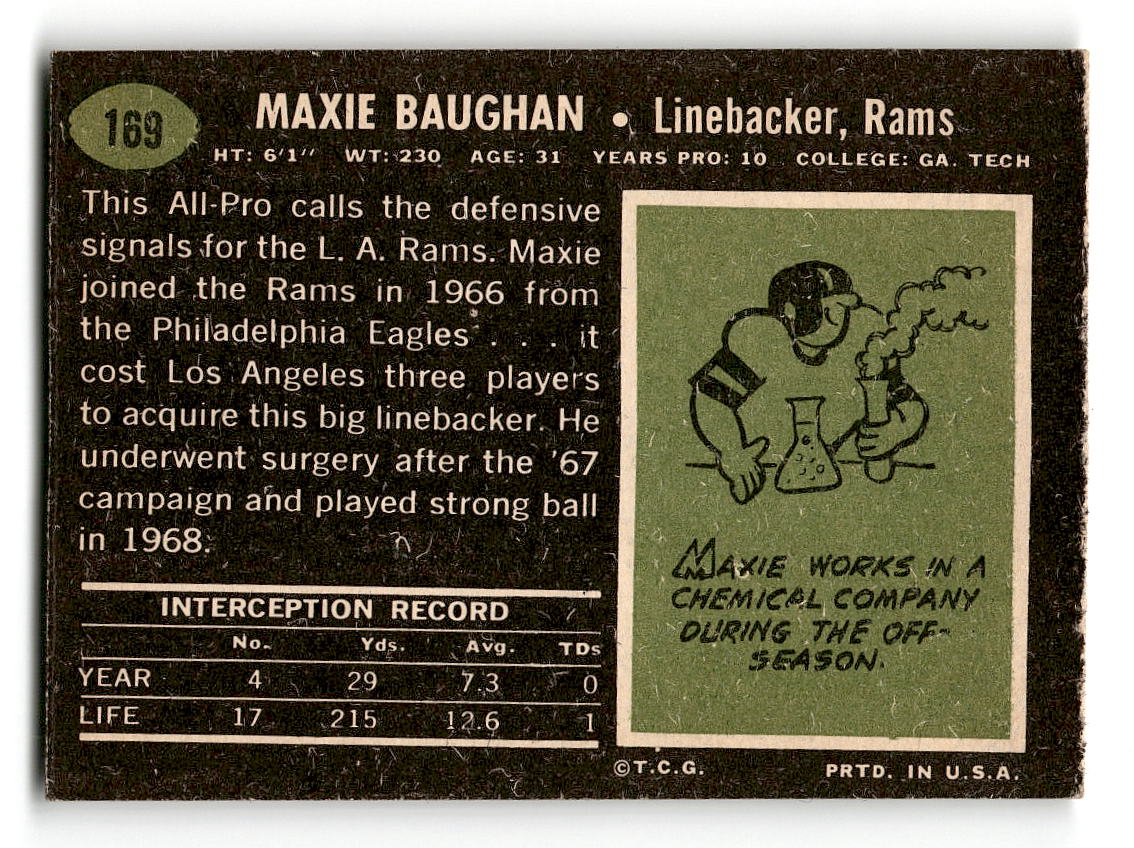 1969 Topps #169 Maxie Baughan Los Angeles Rams VG
