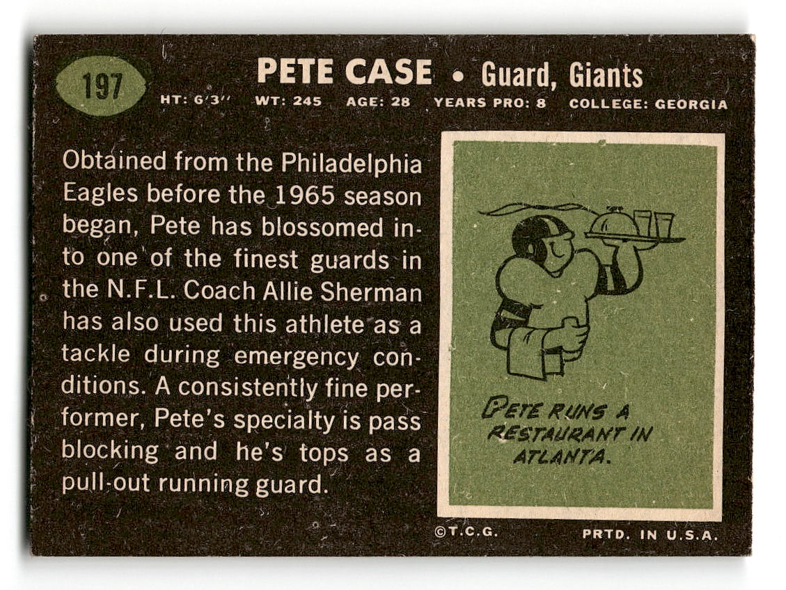 1969 Topps #197 Pete Case New York Giants EX