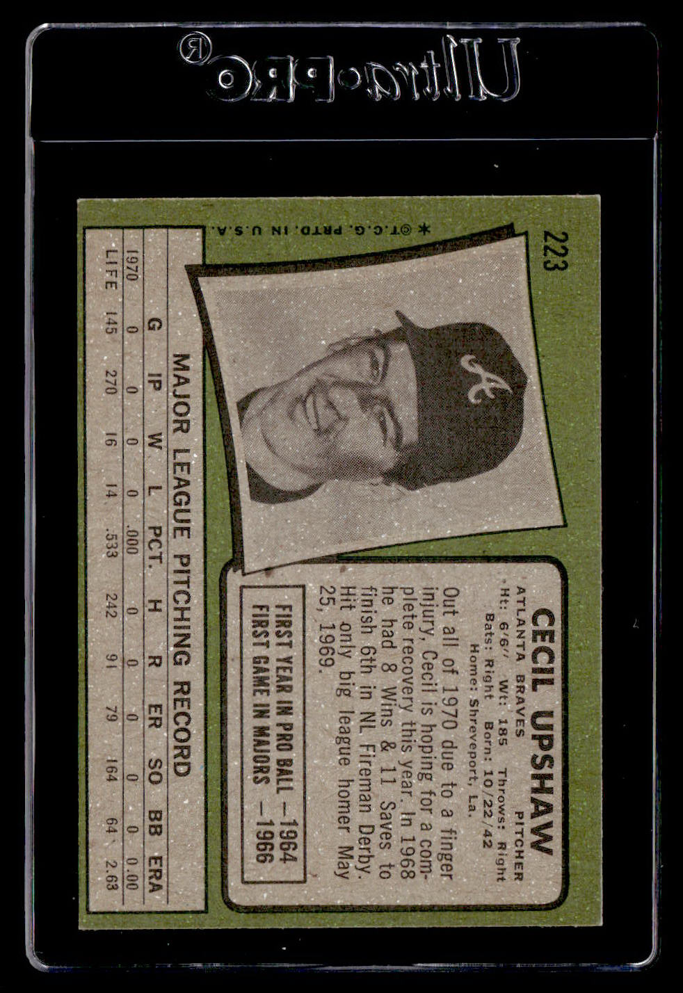 1971 Topps #223 Cecil Upshaw EX