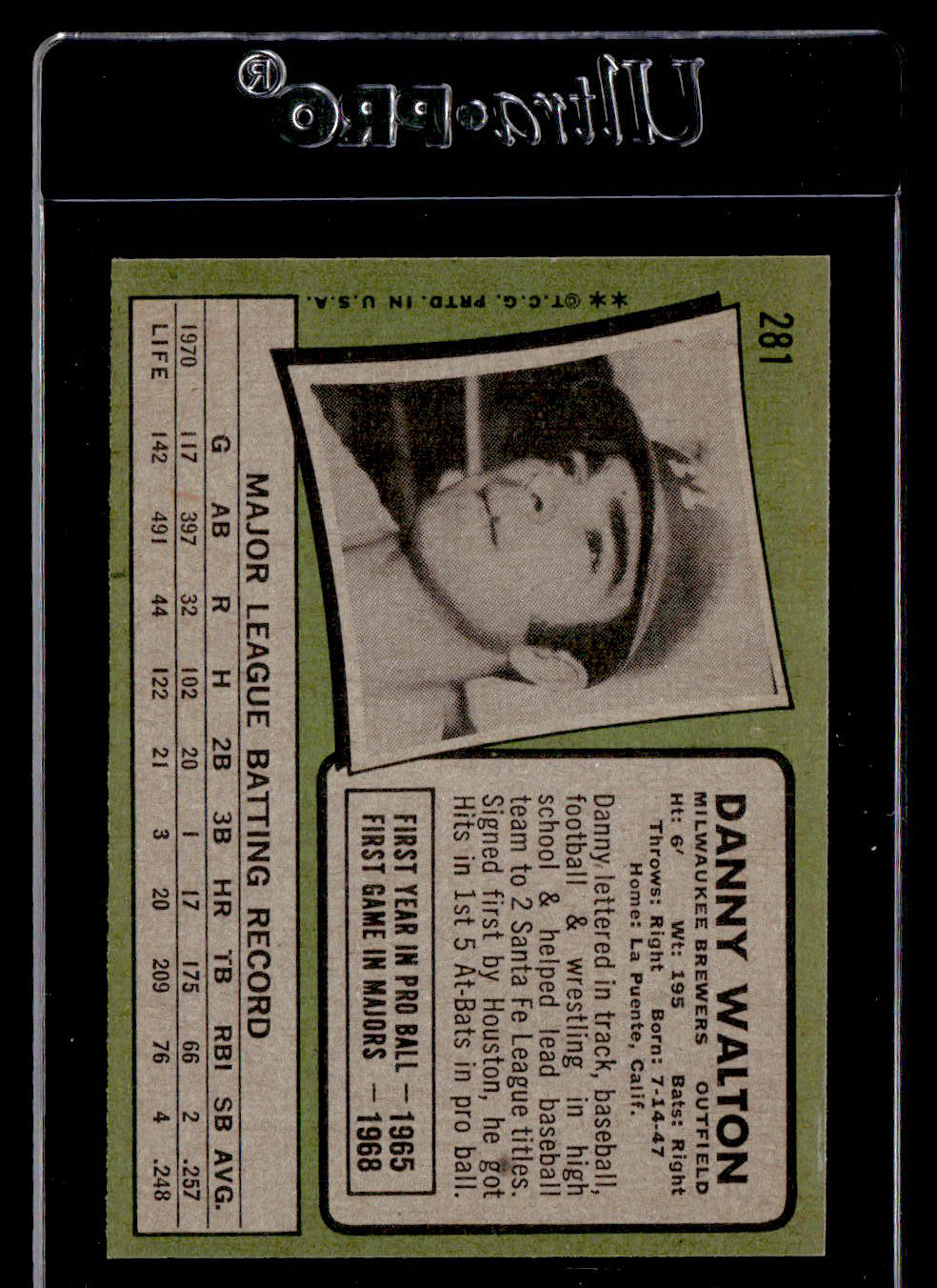 1971 Topps #281 Danny Walton EX