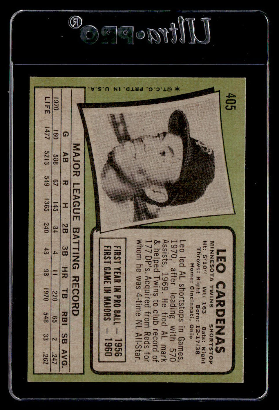 1971 Topps #405 Leo Cardenas EX