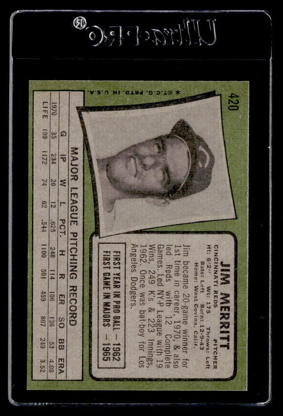 1971 Topps #420 Jim Merritt EX