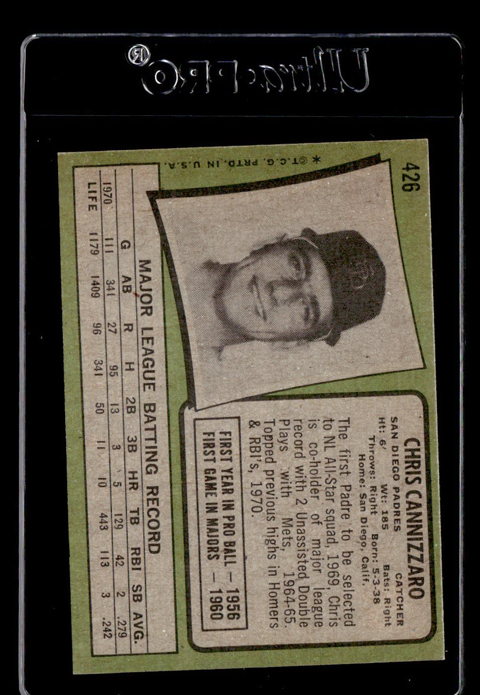 1971 Topps #426 Chris Cannizzaro EX