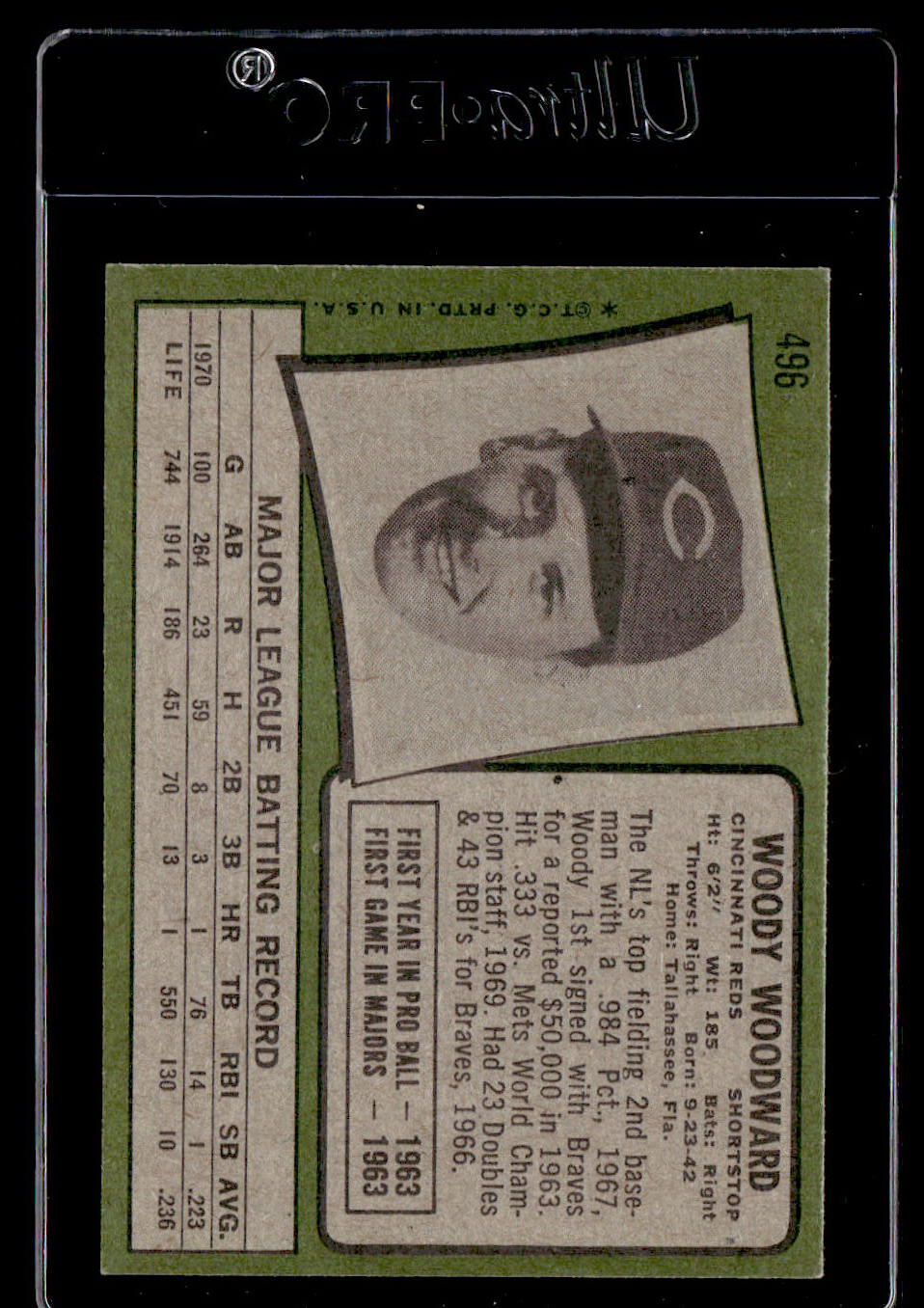 1971 Topps #496 Woody Woodward EX
