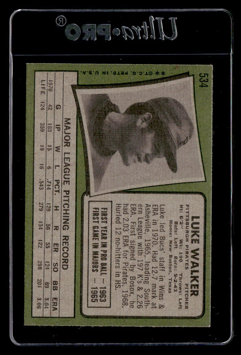 1971 Topps #534 Luke Walker NM