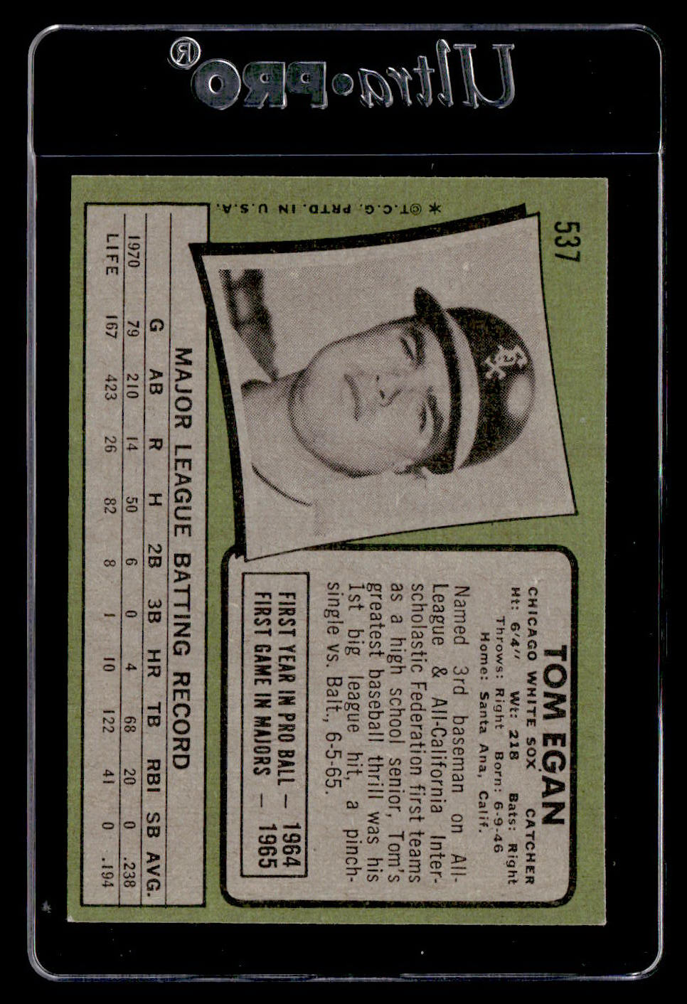 1971 Topps #537 Tom Egan EX