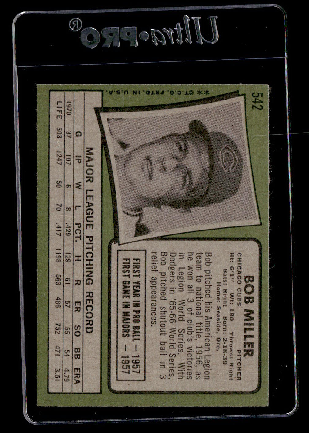 1971 Topps #542 Bob Miller EX