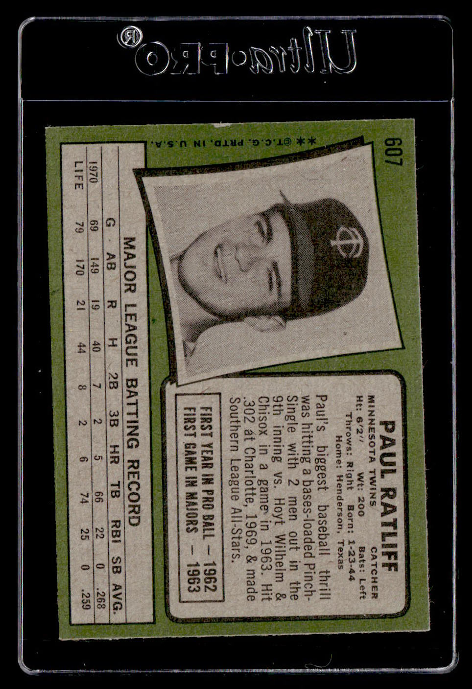 1971 Topps #607 Paul Ratliff EX