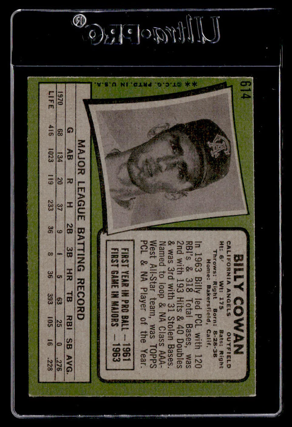 1971 Topps #614 Billy Cowan EX