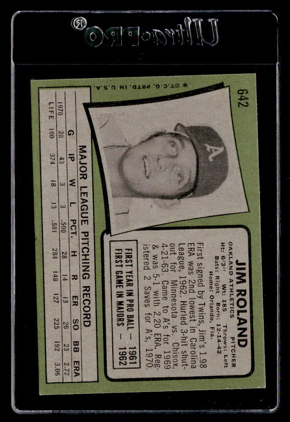 1971 Topps #642 Jim Roland EX