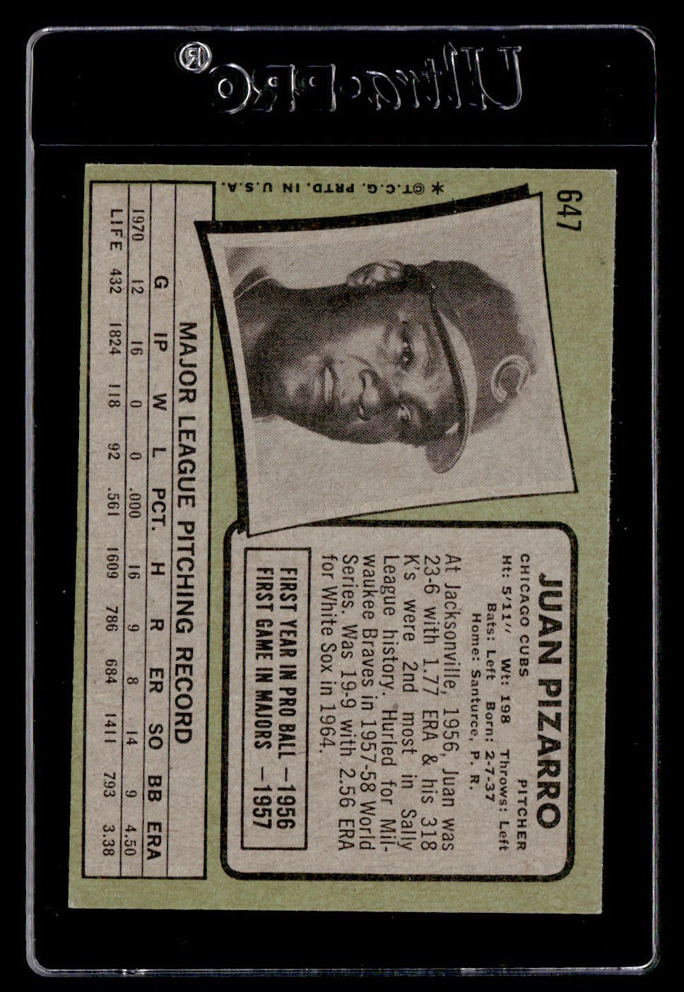1971 Topps #647 Juan Pizarro EX