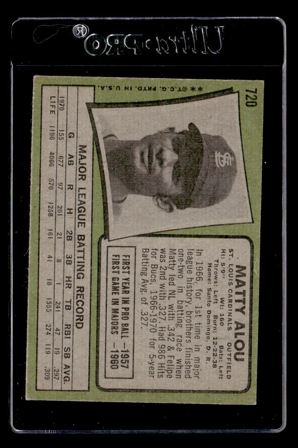 1971 Topps #720 Matty Alou EX Hi #