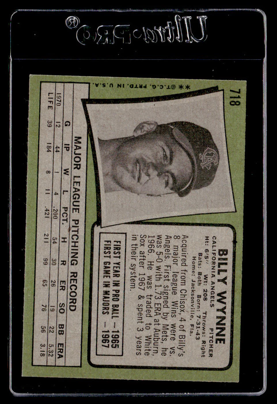 1971 Topps #718 Billy Wynne EX Hi #