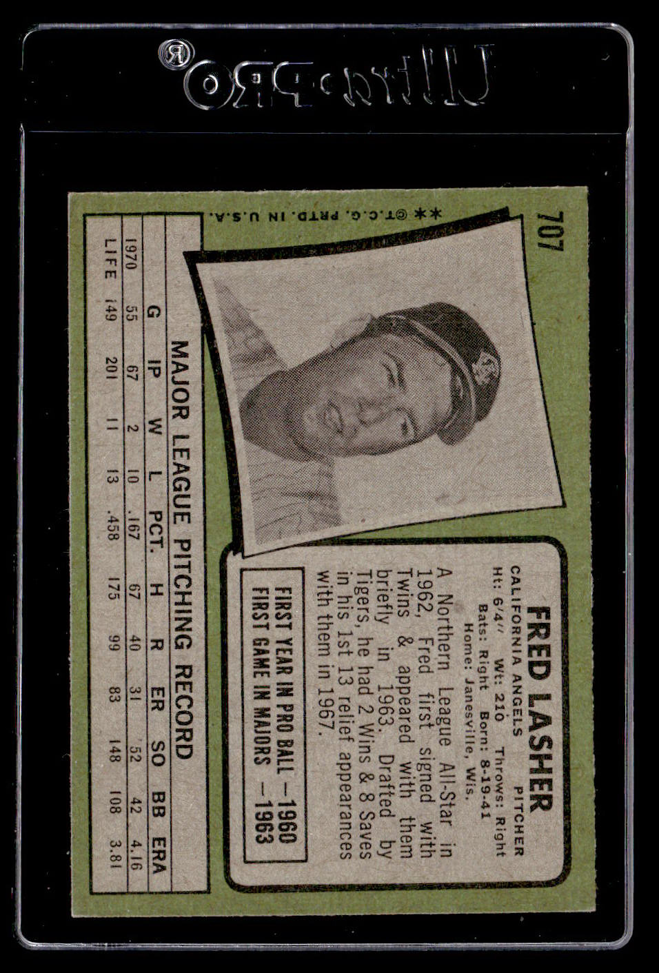 1971 Topps #707 Fred Lasher EX Hi #