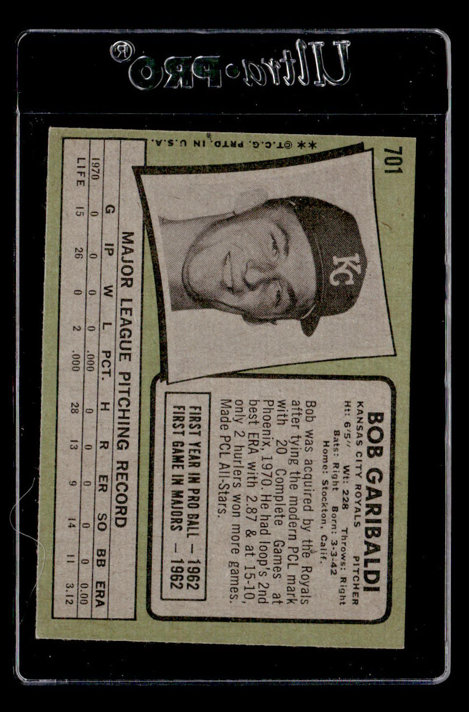 1971 Topps #701 Bob Garibaldi EX Hi #