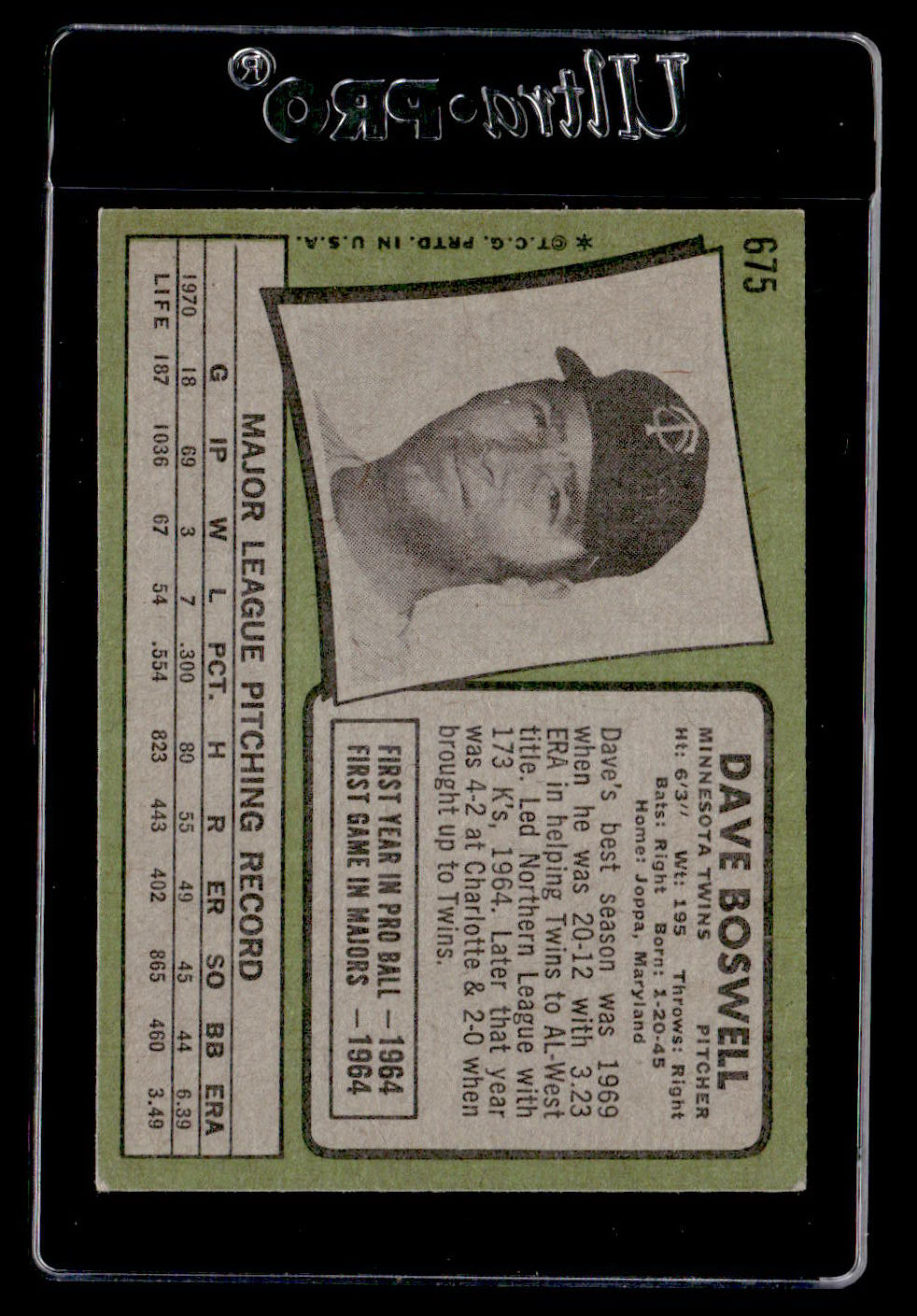 1971 Topps #675 Dave Boswell EX Hi #