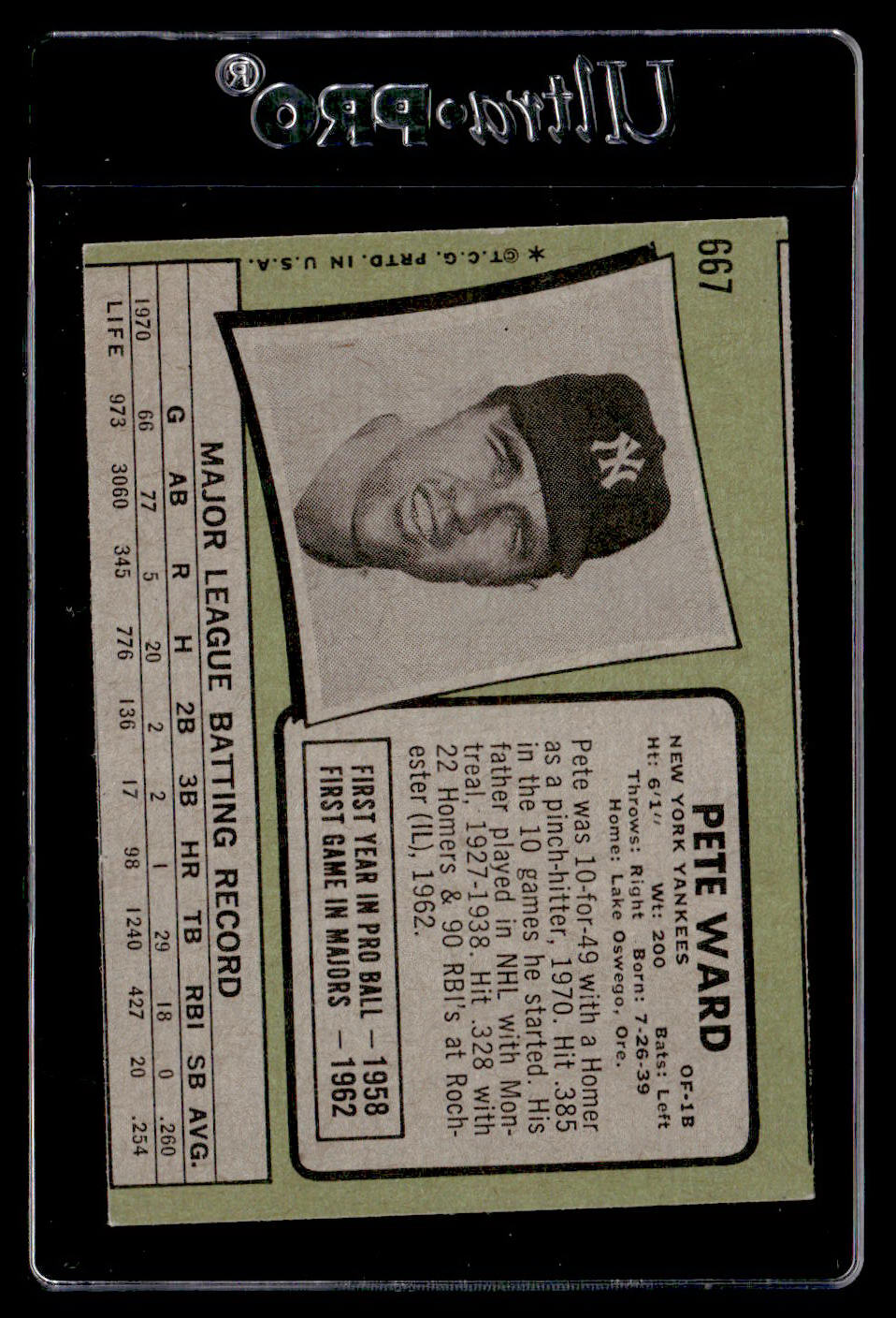 1971 Topps #667 Pete Ward VG Hi #