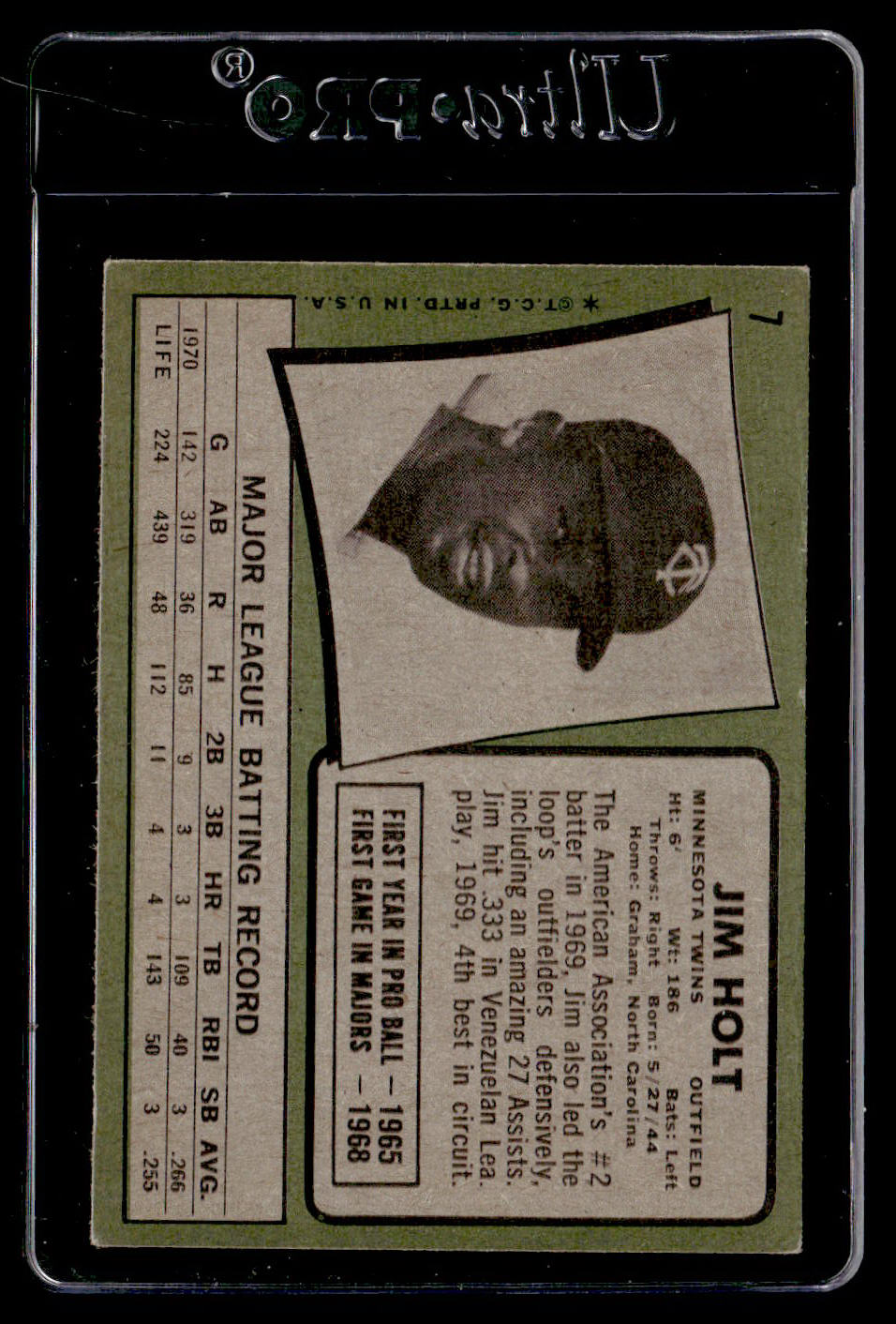 1971 Topps #7 Jim Holt EXMT