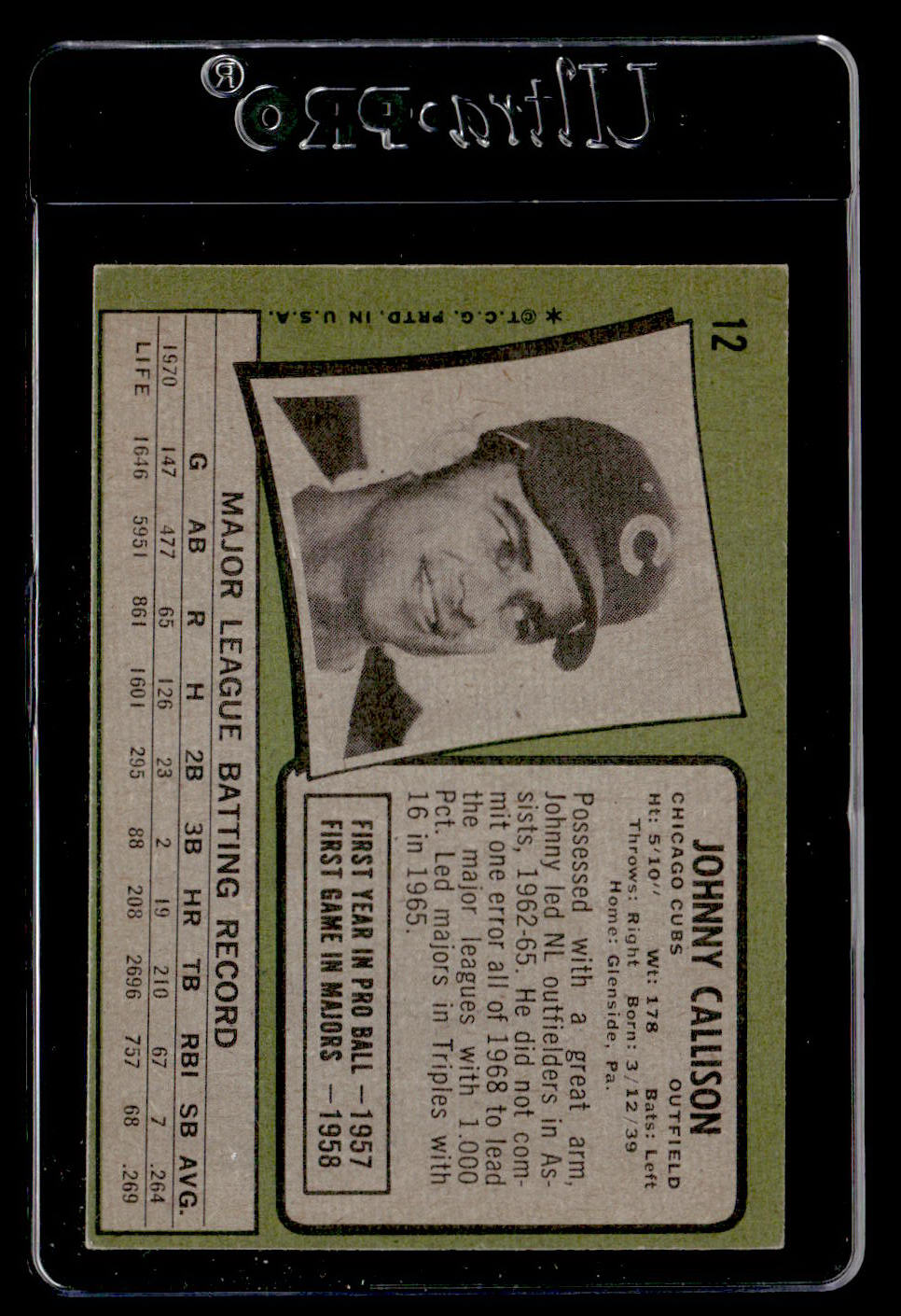 1971 Topps #12 Johnny Callison EXMT