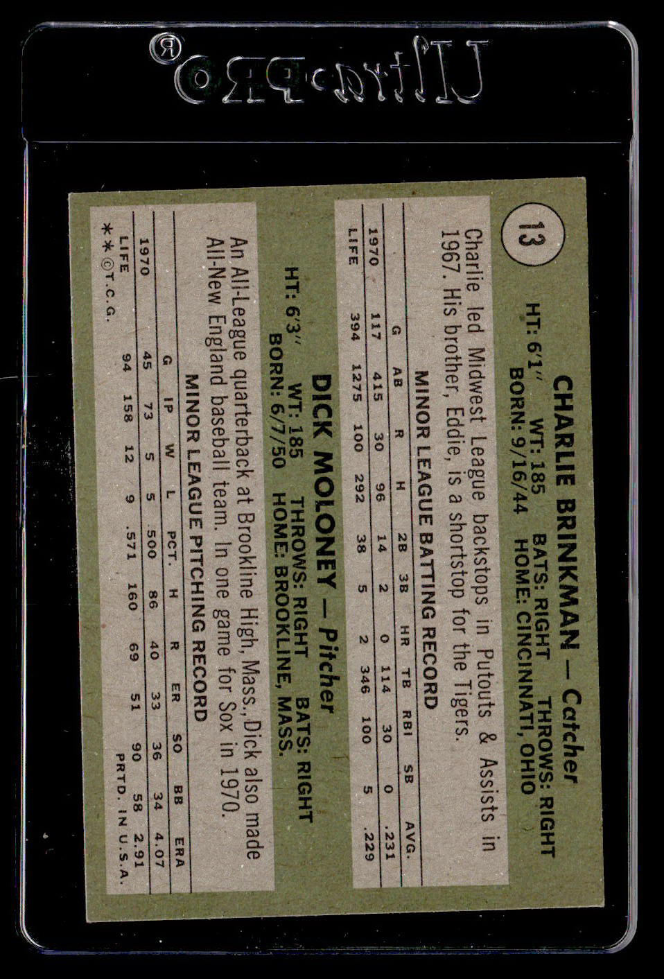 1971 Topps #13 White Sox Rookies (Charlie Brinkman/Dick Moloney) EXMT