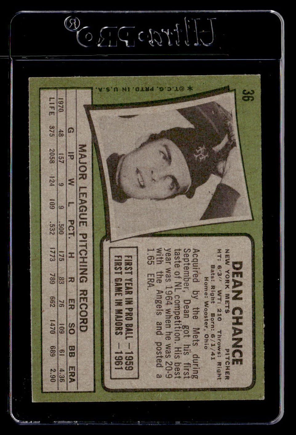 1971 Topps #36 Dean Chance EXMT