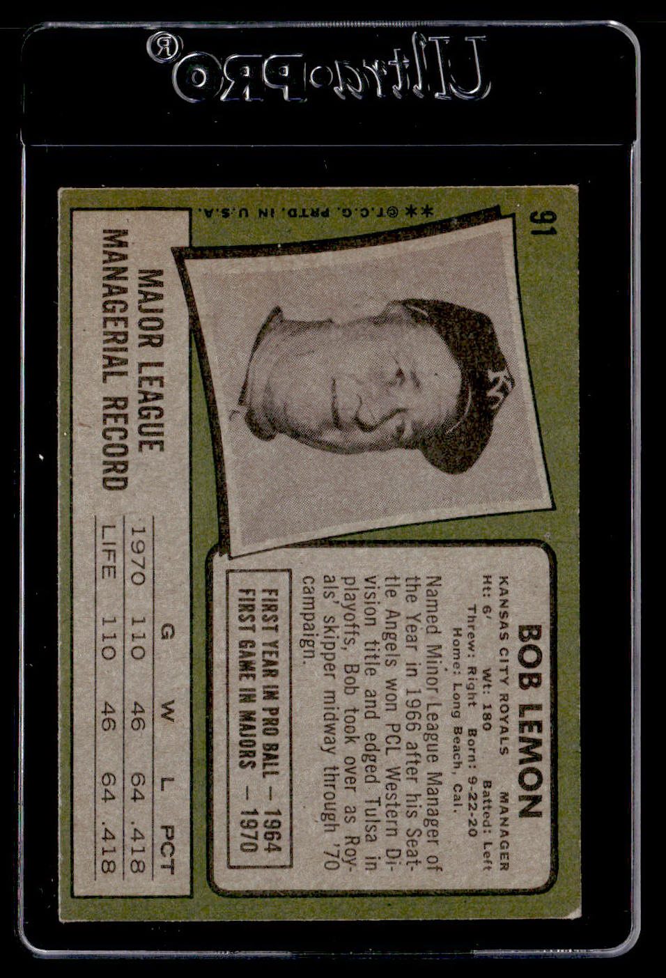 1971 Topps #91 Bob Lemon MG EXMT