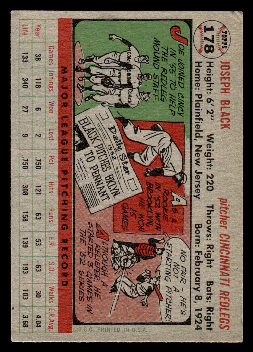 1956 Topps #178 Joe Black EX