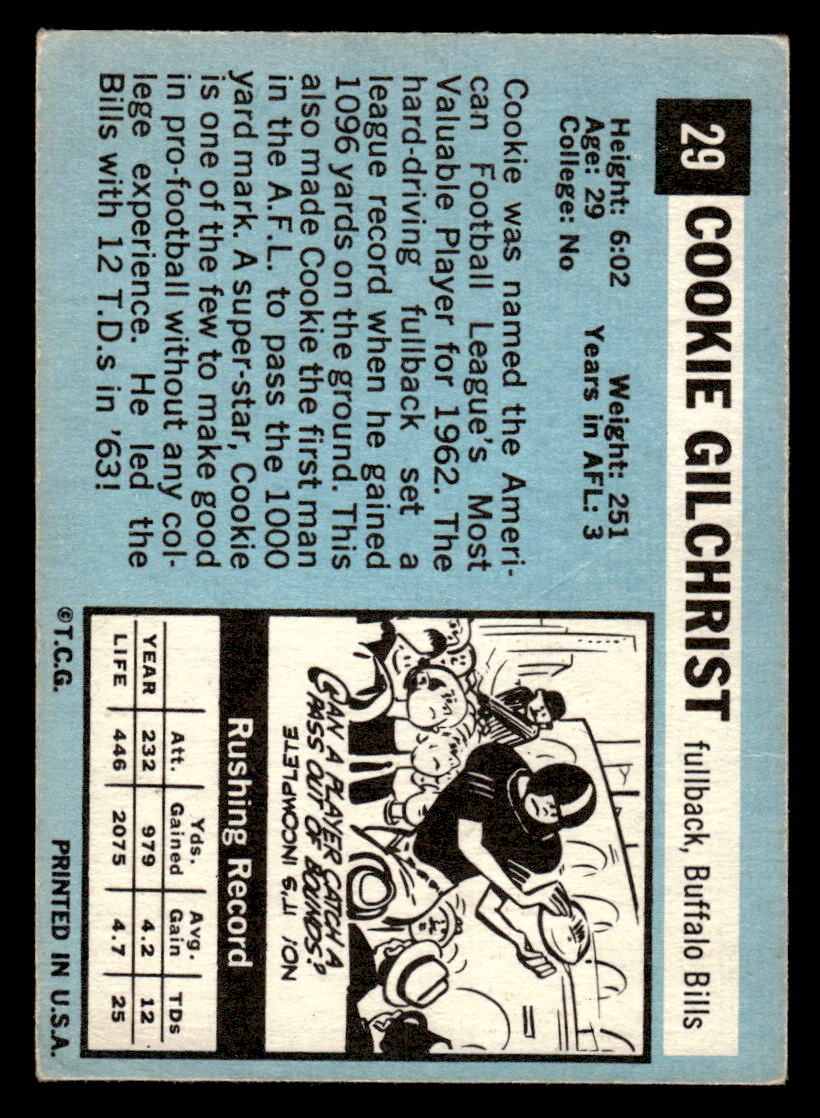1964 Topps #29 Cookie Gilchrist VGEX BILLS Short Print