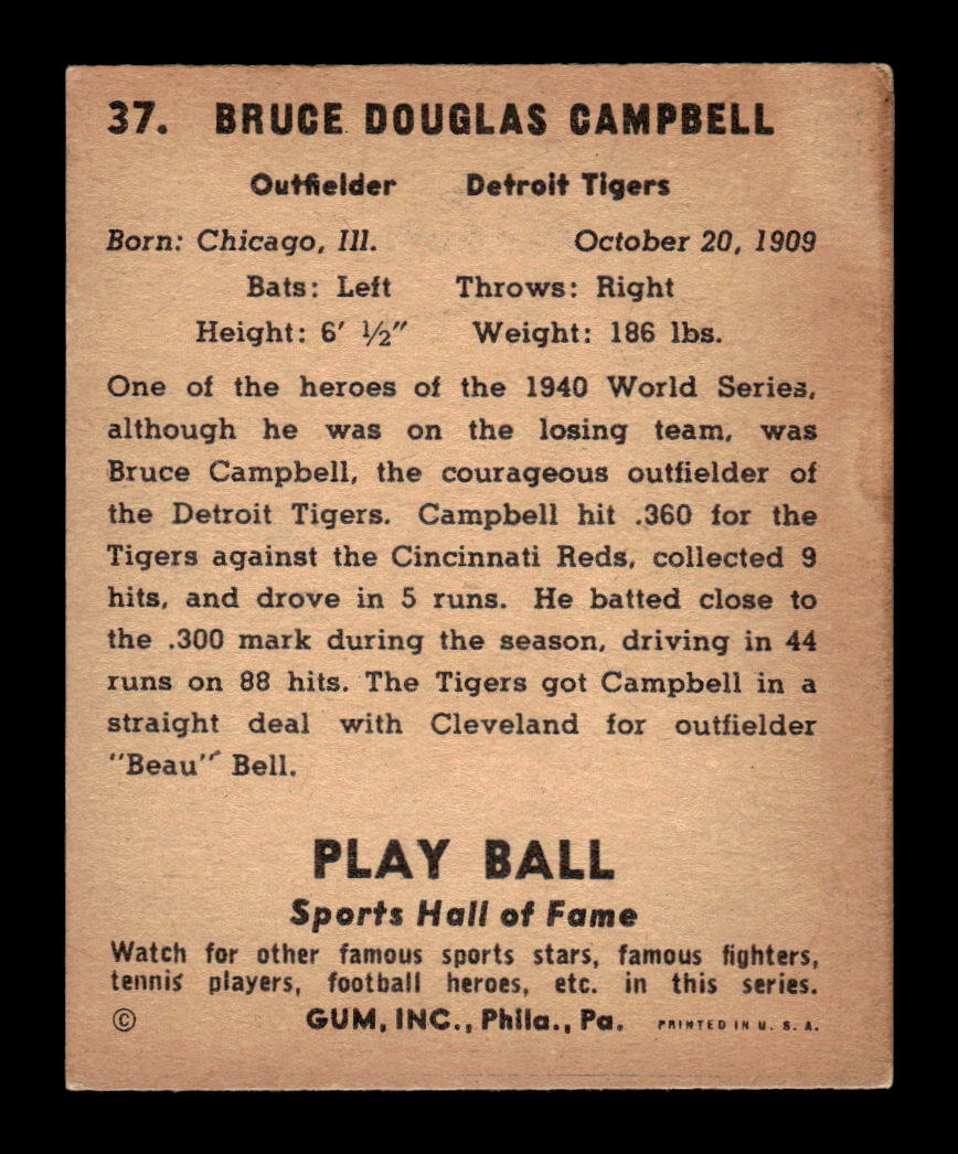 1941 Play Ball #37 Soupy Bruce Douglas Campbell VG -2