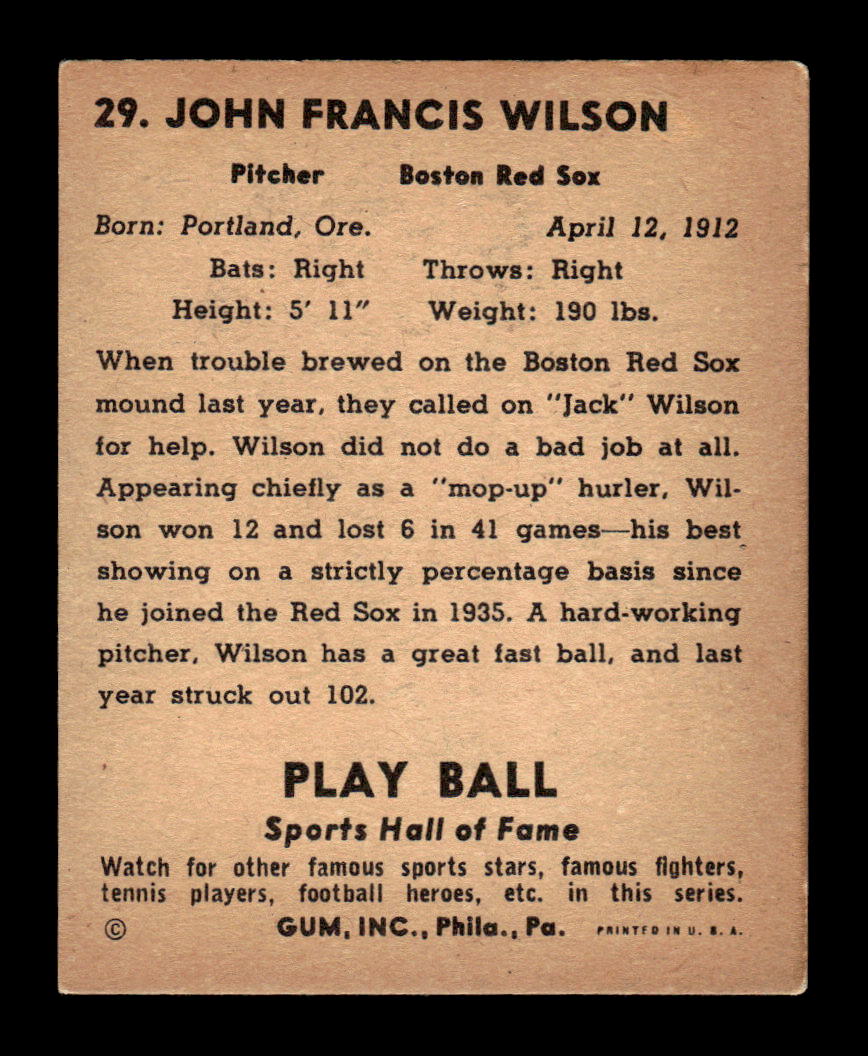 1941 Play Ball #29 Jack Wilson VG -1