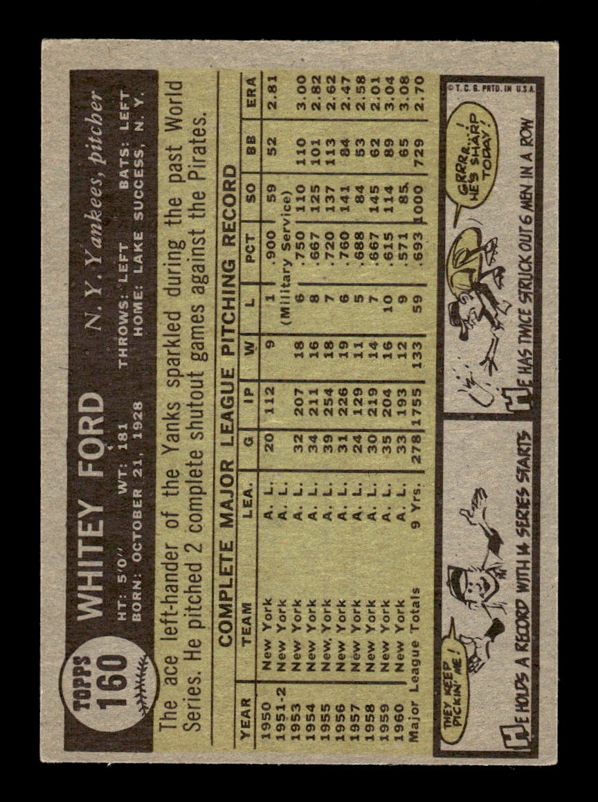 1961 Topps #160 Whitey Ford EX