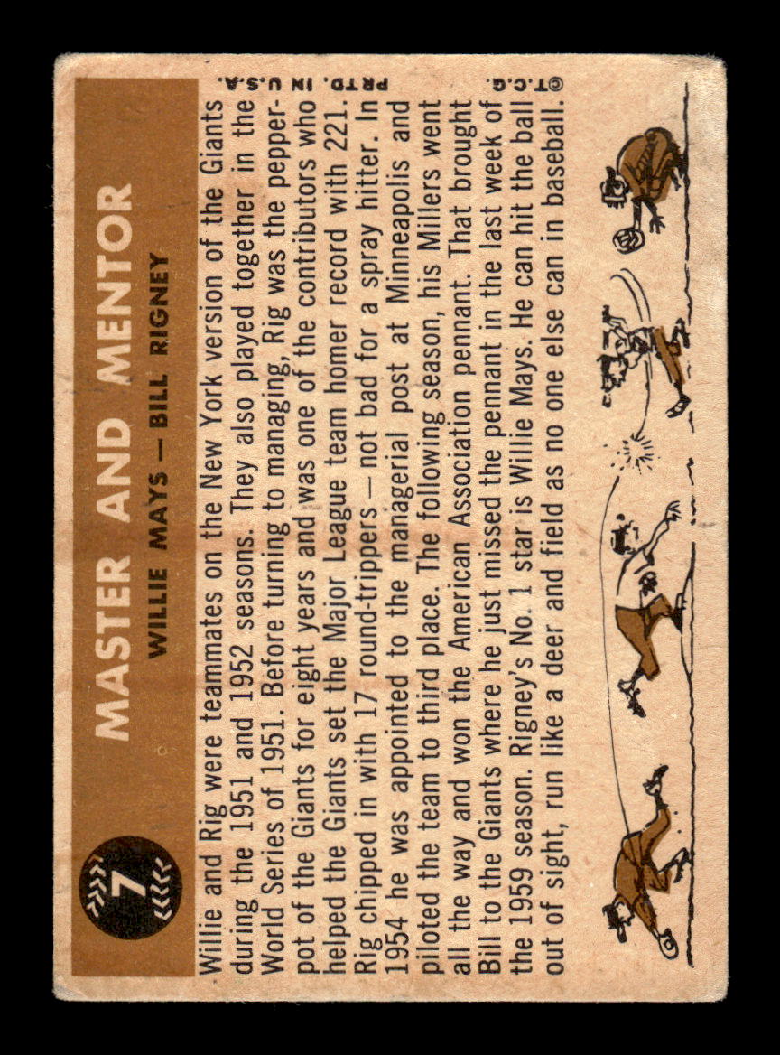 1960 Topps #7 Master & Mentor Willie Mays / Bill Rigney VG