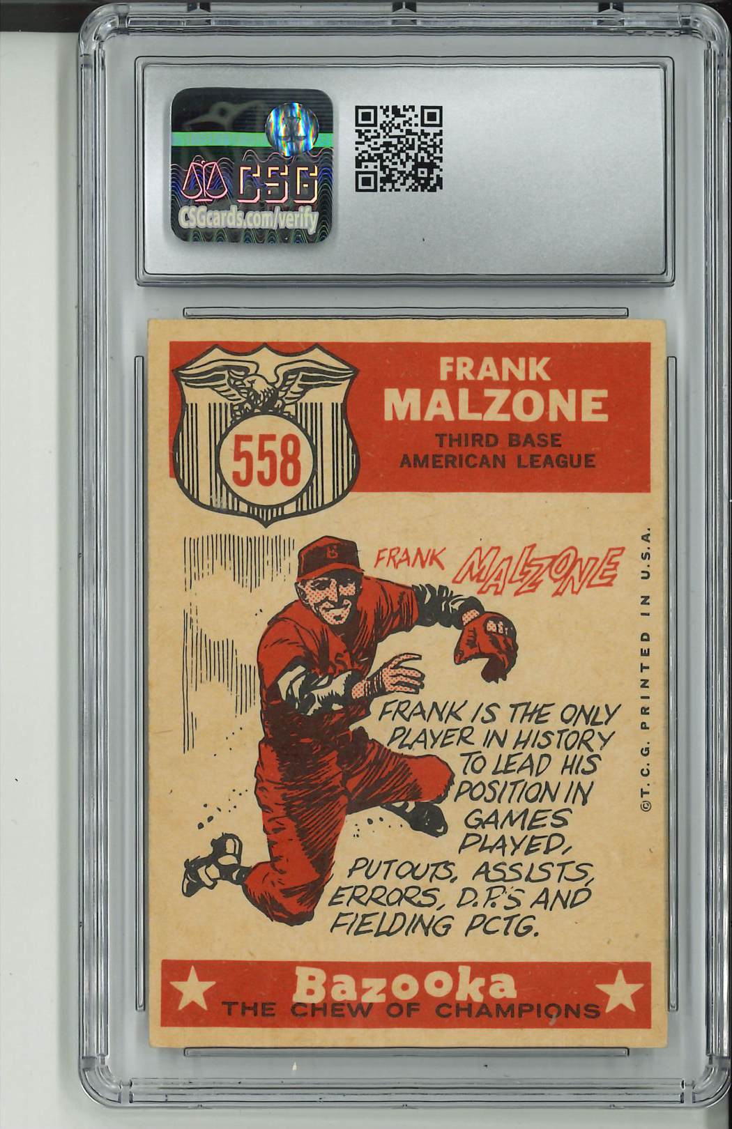 1959 Topps #558 Frank Malzone CSG CGC 6