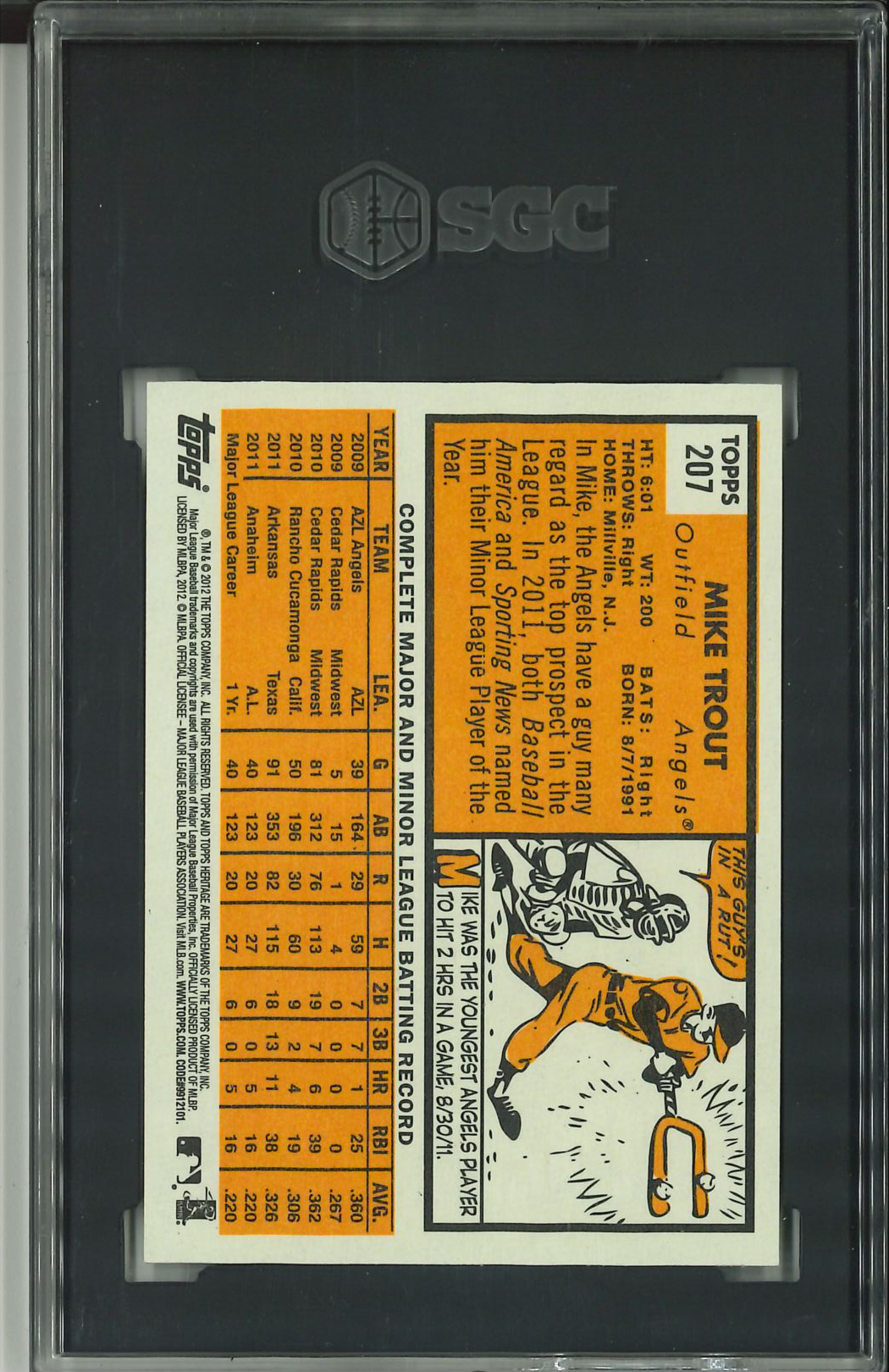 2012 Topps Heritage #207 Mike Trout SGC 9.5