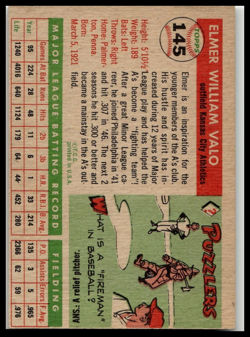 1955 Topps #145 Elmer Valo Excellent HOF-10001407