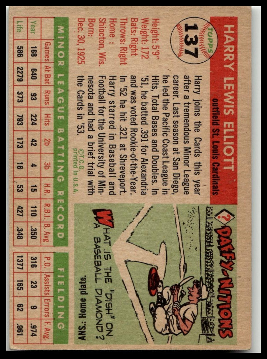 1955 Topps #137a Harry Elliott Excellent HOF-10001412