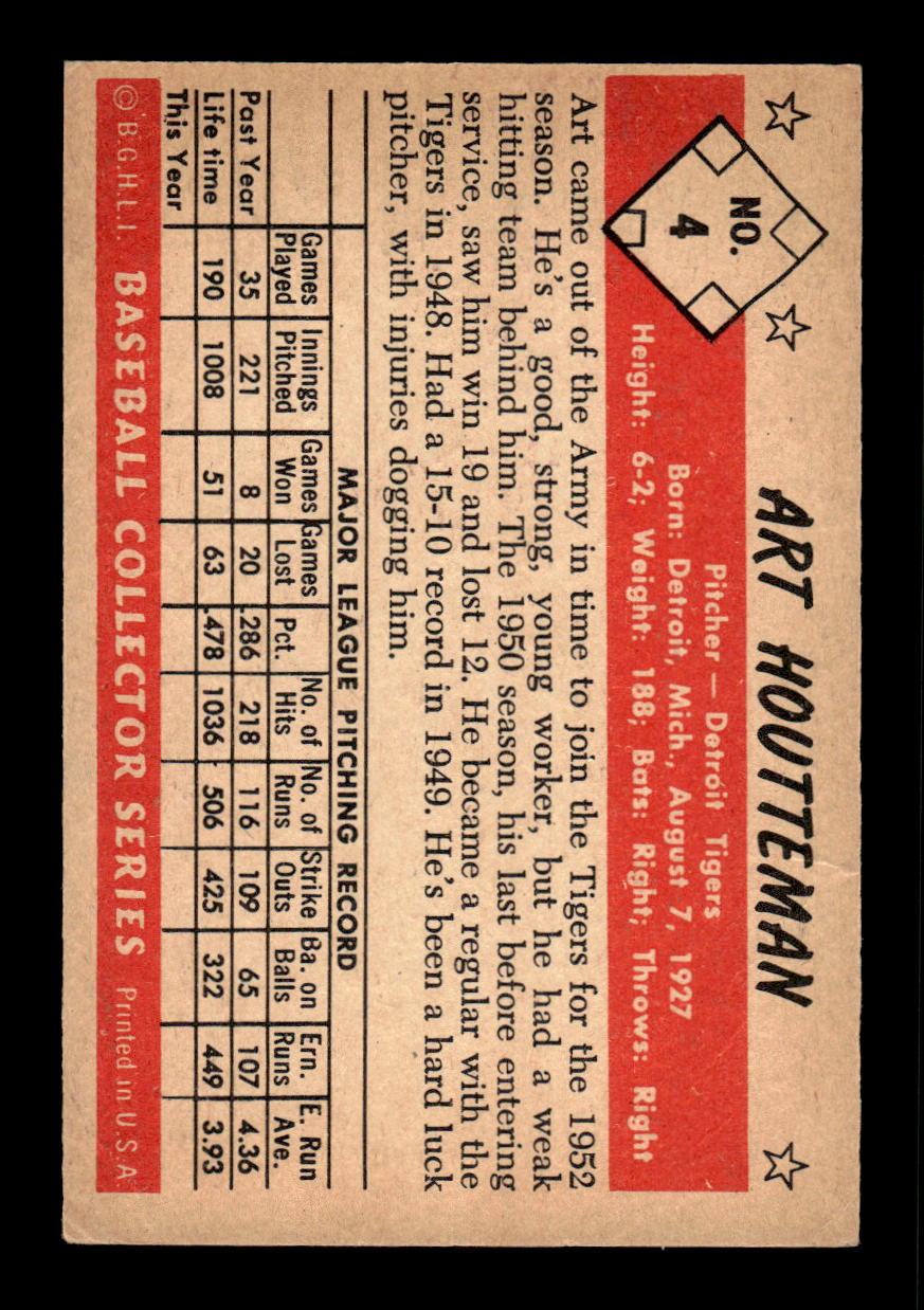 1953 Bowman Color #4 Art Houtteman Very Good HOF-10001488
