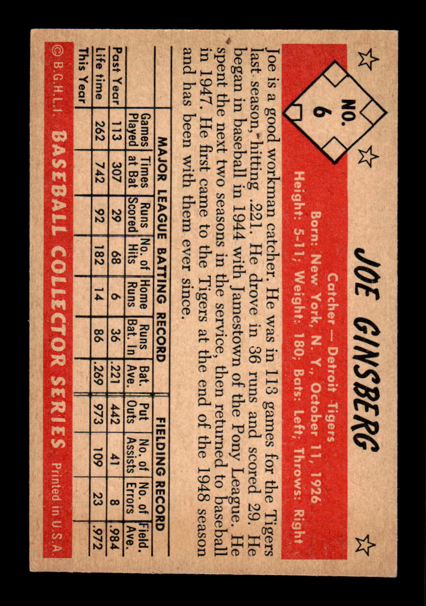 1953 Bowman Color #6 Joe Ginsberg Excellent HOF-10001490