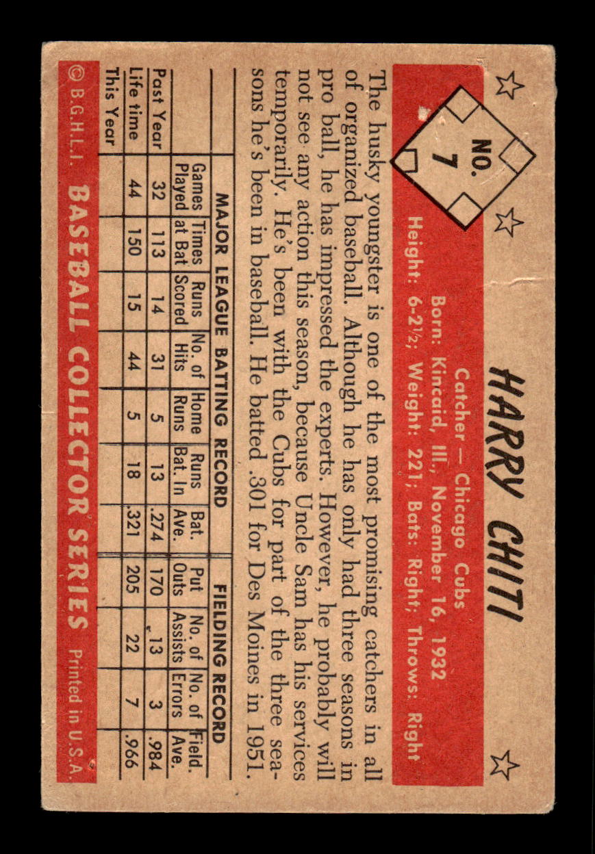 1953 Bowman Color #7 Harry Chiti Very Good HOF-10001491
