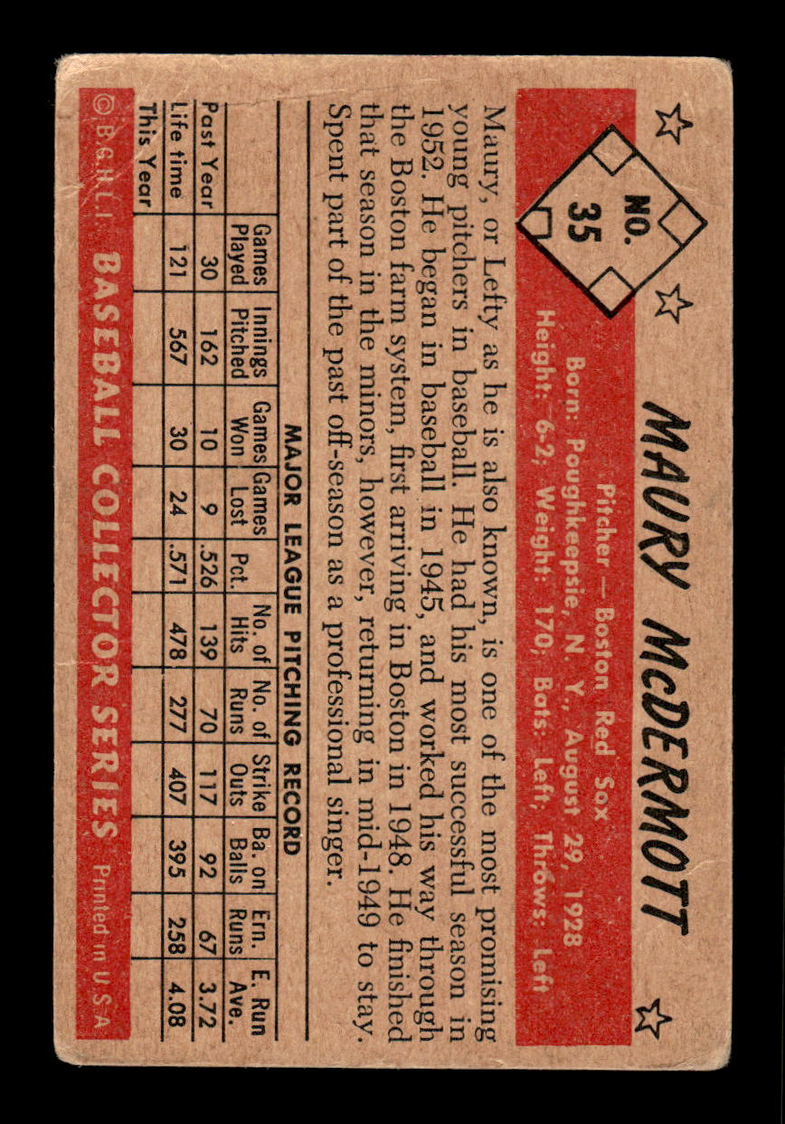 1953 Bowman Color #35 Maury McDermott Very Good HOF-10001509
