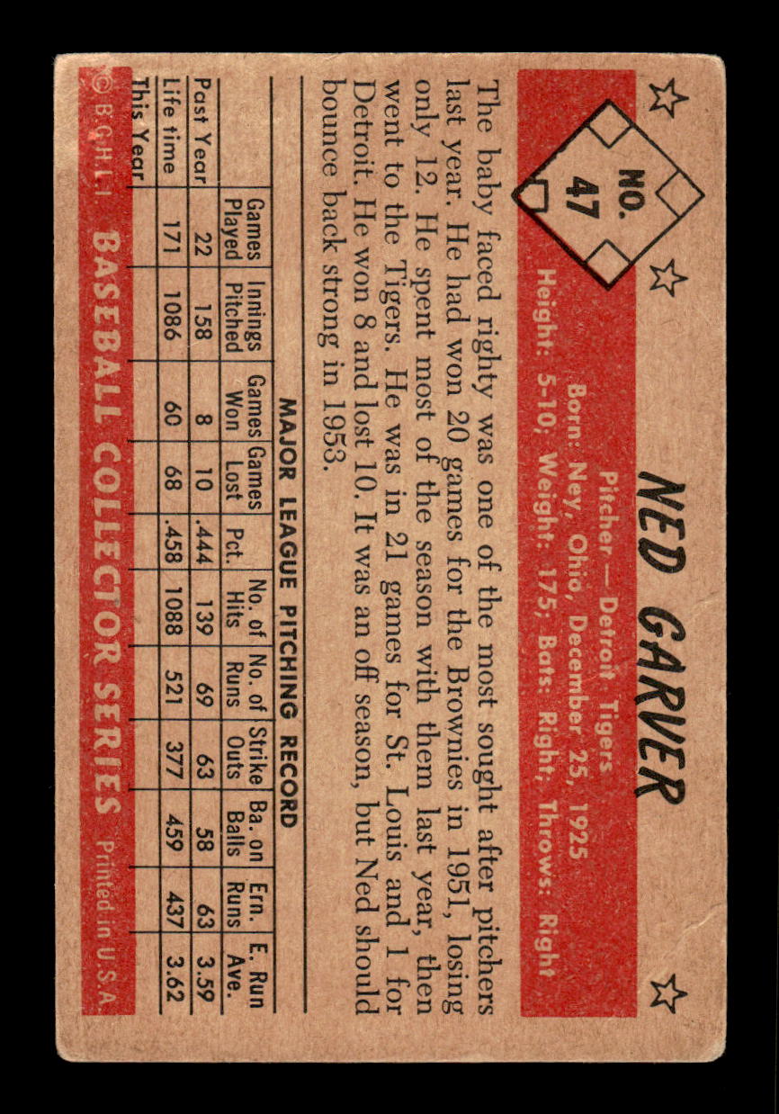 1953 Bowman Color #47 Ned Garver Very Good HOF-10001517