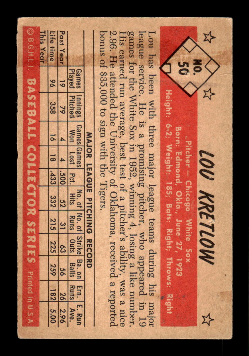 1953 Bowman Color #50 Lou Kretlow Very Good HOF-10001520