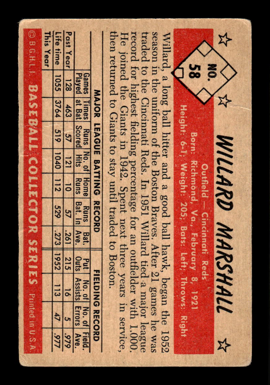1953 Bowman Color #58 Willard Marshall Very Good HOF-10001526