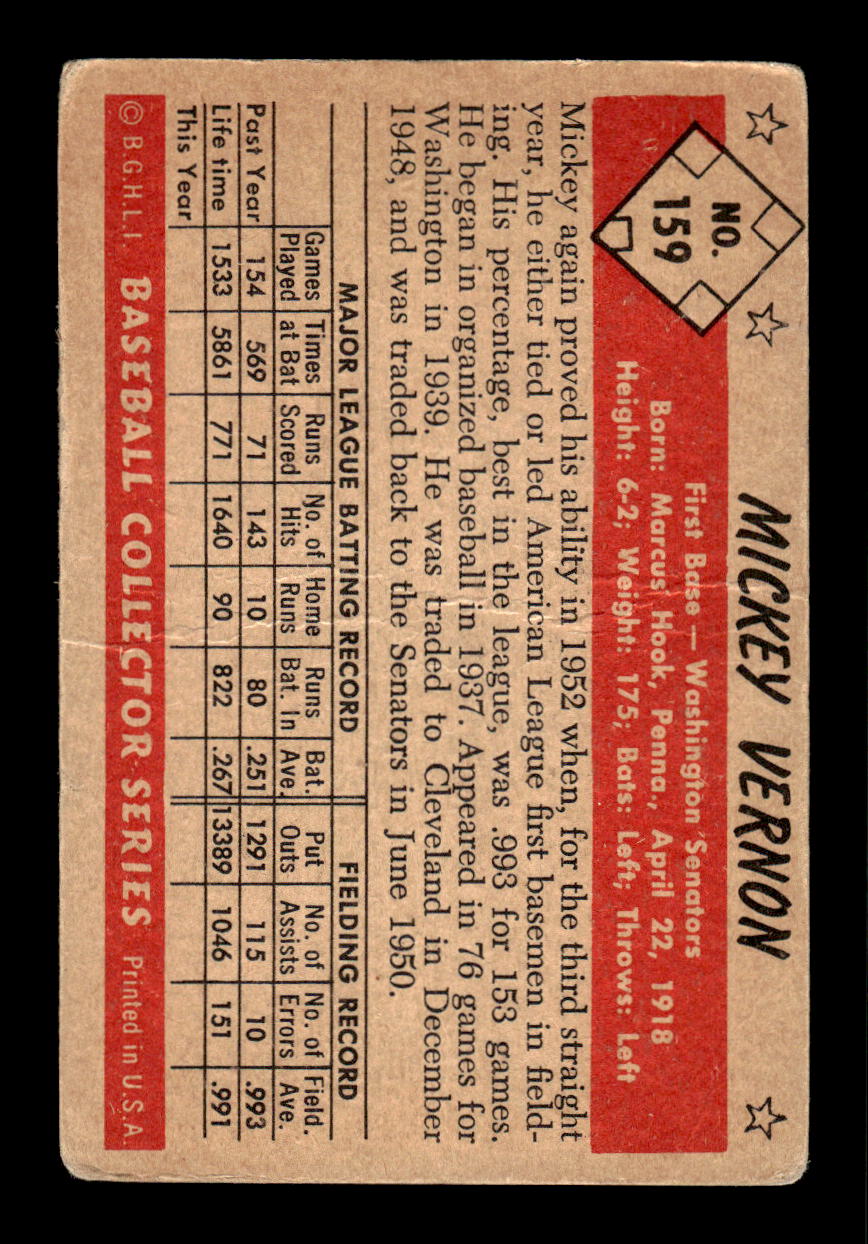 1953 Bowman Color #159 Mickey Vernon Poor HOF-10001578