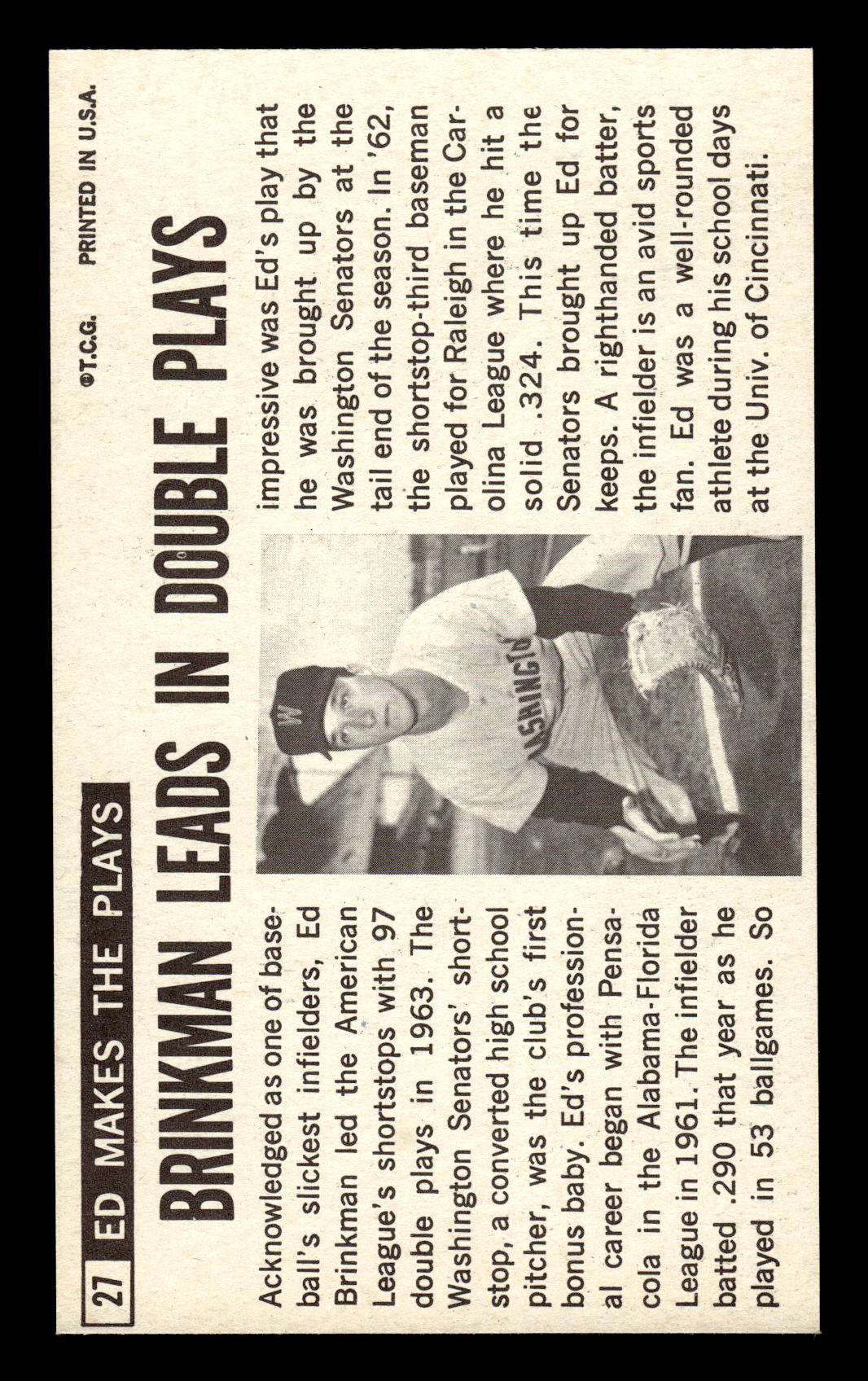 1964 Topps Giants #27 Ed Brinkman Excellent HOF-10001625