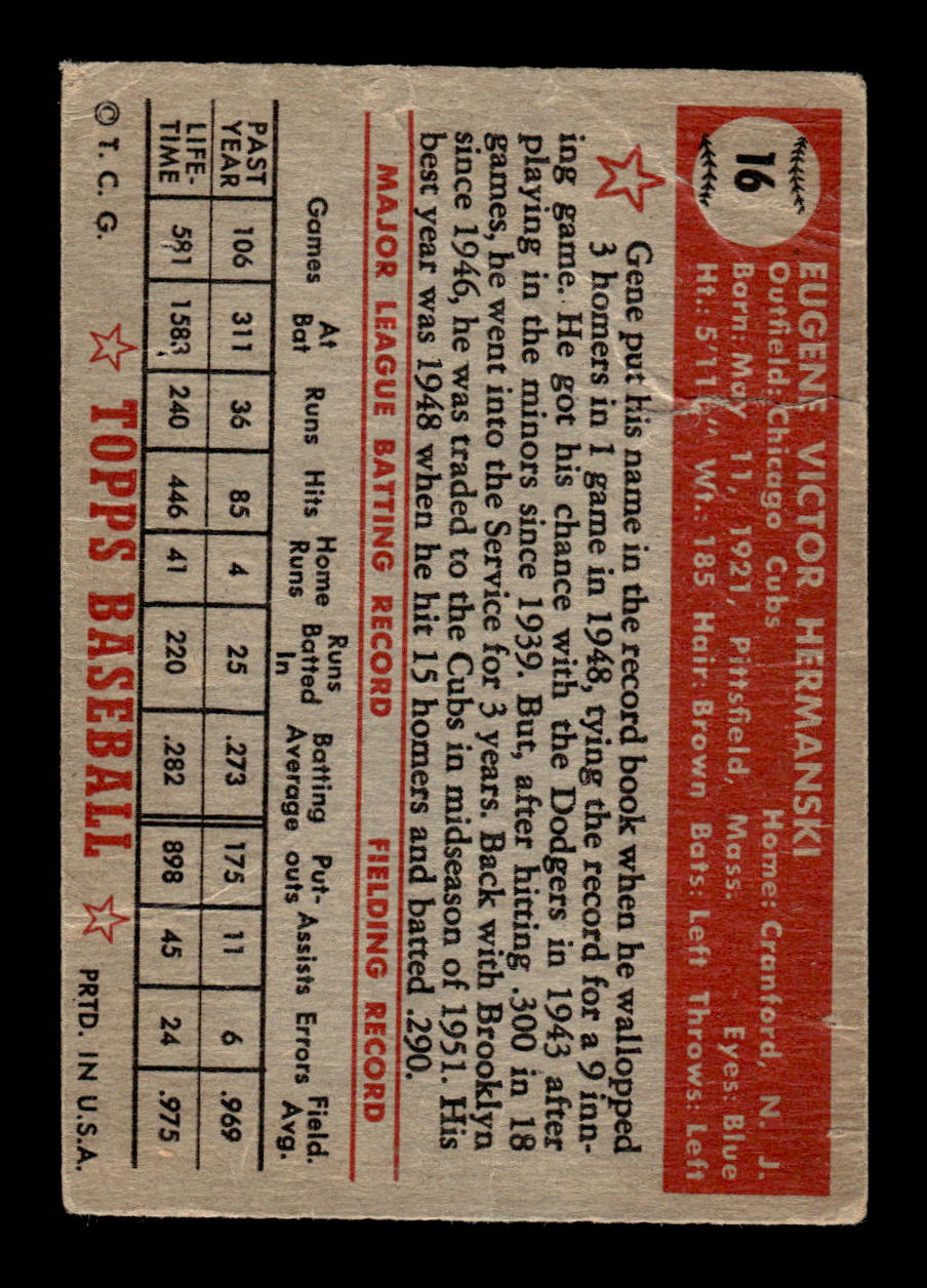 1952 Topps #16 Gene Hermanski Poor HOF-10001649